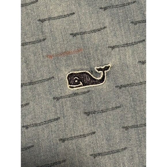 Vineyard Vines Slim Fit Whale Shirt Mens Size L Blue Short Sleeve Button Up - Picture 5 of 9